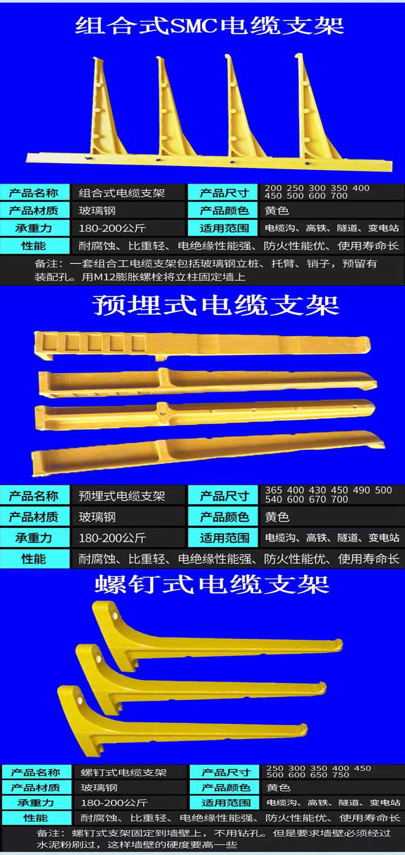 玻璃钢电力管支架与玻璃钢SMC电缆沟支架 玻璃钢电力管支架与玻璃钢SMC电缆沟支架