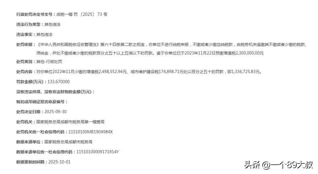 西南电力设计院税务风波：134万罚款警示录